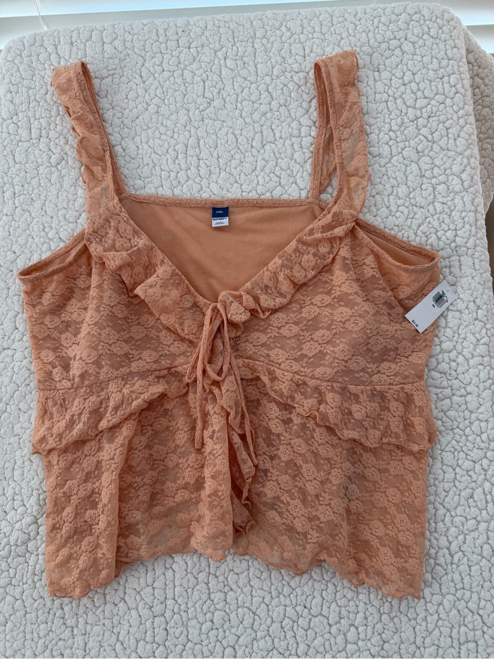 Old Navy Peach Lace Ruffle Tie-Front Camisole